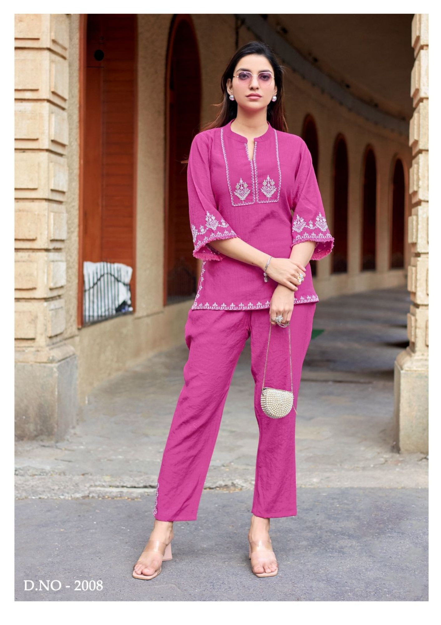 Women's Premium Viscose Slub Co-Ord Set with Thread & Handwork